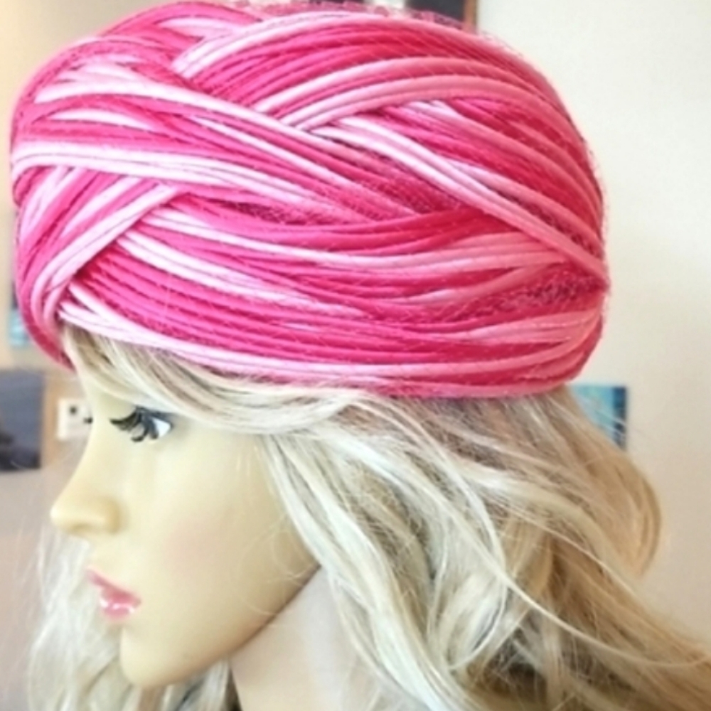 60s DIOR Christian Vtg Braided Pinks Netting Party Fashionista Collector Hat EVC - Picture 2 of 16